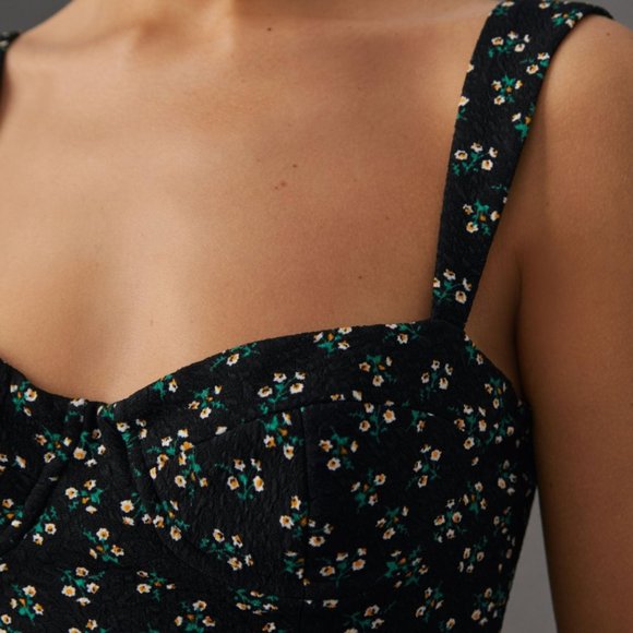Hutch Ditsy Floral Corset Mini Dress in Black Motif - Size Small - Picture 2 of 5